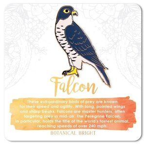 Falcon Bird Enamel Pin - Gold Plated‎ Nature Brooch - Wildlife Jewelry